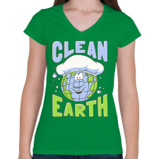 PRINTFASHION Clean Earth - Női V-nyakú póló - Zöld női póló