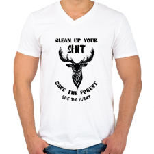 PRINTFASHION Clean up your shit - Természetvédelem - Férfi V-nyakú póló - Fehér férfi póló