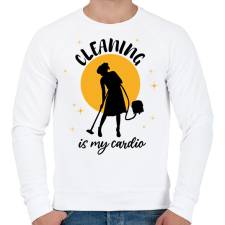 PRINTFASHION Cleaning is my cardio - Férfi pulóver - Fehér férfi pulóver, kardigán