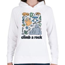PRINTFASHION Climb a rock - Női kapucnis pulóver - Fehér női pulóver, kardigán