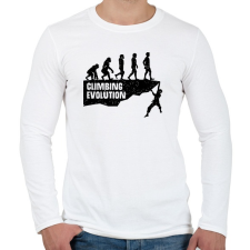 PRINTFASHION Climbing Evolution - Férfi hosszú ujjú póló - Fehér férfi póló