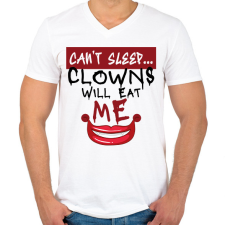 PRINTFASHION Clowns will eat me - Férfi V-nyakú póló - Fehér férfi póló