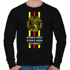 PRINTFASHION Cobra Kai - Strike first - Férfi pulóver - Fekete