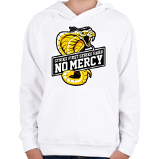 PRINTFASHION Cobra Kai STRIKE FIRST STRIKE HARD NO MERCY - Gyerek kapucnis pulóver - Fehér