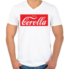 PRINTFASHION Coca Corolla - Férfi V-nyakú póló - Fehér férfi póló
