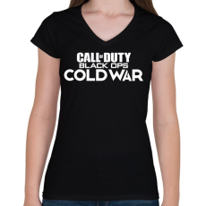 PRINTFASHION COD - Cold War - Női V-nyakú póló - Fekete