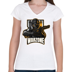 PRINTFASHION COD: Warzone - Női V-nyakú póló - Fehér