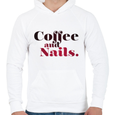 PRINTFASHION Coffee and nails. - Férfi kapucnis pulóver - Fehér férfi pulóver, kardigán