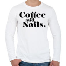 PRINTFASHION Coffee and Nails - Kávé és körmök - Férfi hosszú ujjú póló - Fehér