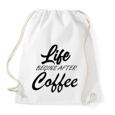 PRINTFASHION coffee begins - Sportzsák, Tornazsák - Fehér tornazsák