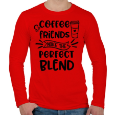 PRINTFASHION Coffee Friends - Férfi hosszú ujjú póló - Piros férfi póló