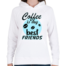 PRINTFASHION coffee friends - Női kapucnis pulóver - Fehér női pulóver, kardigán