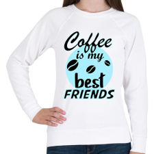 PRINTFASHION coffee friends - Női pulóver - Fehér női pulóver, kardigán