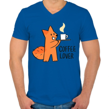 PRINTFASHION Coffee Lover - Férfi V-nyakú póló - Királykék férfi póló