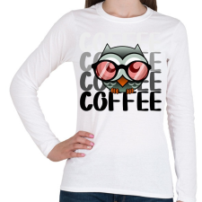 PRINTFASHION coffee owl - Női hosszú ujjú póló - Fehér női póló
