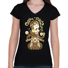 PRINTFASHION Coffee Racer - Női V-nyakú póló - Fekete női póló