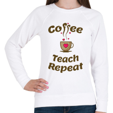 PRINTFASHION coffee_teach_repeat - Női pulóver - Fehér női pulóver, kardigán