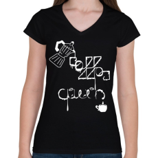 PRINTFASHION CoffeeQueenWhite - Női V-nyakú póló - Fekete