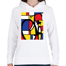 PRINTFASHION Colorful Bike - Női kapucnis pulóver - Fehér női pulóver, kardigán