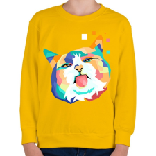 PRINTFASHION Colorfull cat - Gyerek pulóver - Sárga gyerek pulóver, kardigán
