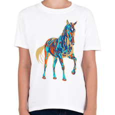 PRINTFASHION Colorfull Horse - Gyerek póló - Fehér