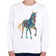 PRINTFASHION Colorfull Horse - Gyerek pulóver - Fehér gyerek pulóver, kardigán