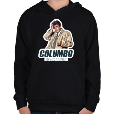 PRINTFASHION Columbo - Csak még egy kérdés - Gyerek kapucnis pulóver - Fekete