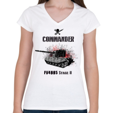 PRINTFASHION commander fv4005 - Női V-nyakú póló - Fehér