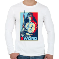 PRINTFASHION Conan Sword - Férfi hosszú ujjú póló - Fehér férfi póló