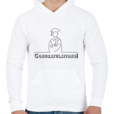 PRINTFASHION Congratulations! - Diplomás minta - Férfi kapucnis pulóver - Fehér