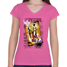 PRINTFASHION CONTROL - Női V-nyakú póló - Rózsaszín