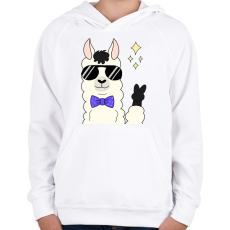 PRINTFASHION cool alpaca - Gyerek kapucnis pulóver - Fehér