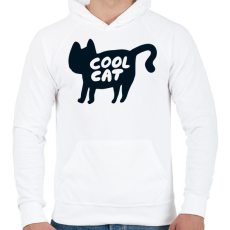 PRINTFASHION Cool Cat - Férfi kapucnis pulóver - Fehér