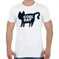 PRINTFASHION Cool Cat - Férfi póló - Fehér