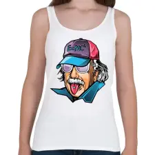 PRINTFASHION Cool Einstein - Női atléta - Fehér női trikó