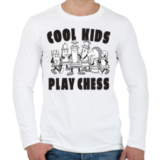 PRINTFASHION Cool kids play chess - sakk - Férfi hosszú ujjú póló - Fehér férfi póló