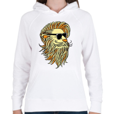 PRINTFASHION Cool Lion - Női kapucnis pulóver - Fehér női pulóver, kardigán