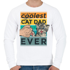 PRINTFASHION Coolest Cat Dad Ever - Férfi pulóver - Fehér férfi pulóver, kardigán