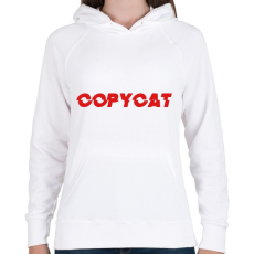 PRINTFASHION Copy cat - Női kapucnis pulóver - Fehér