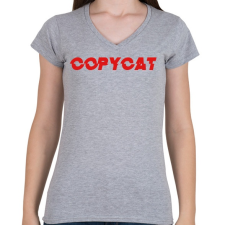 PRINTFASHION Copy cat - Női V-nyakú póló - Sport szürke női póló