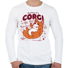 PRINTFASHION Corgi anatómia - Férfi hosszú ujjú póló - Fehér