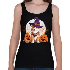 PRINTFASHION Corgi halloween - Női atléta - Fekete női trikó
