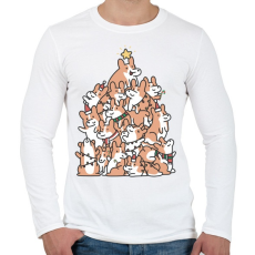 PRINTFASHION Corgi karácsonyfa - Férfi hosszú ujjú póló - Fehér