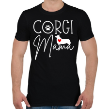 PRINTFASHION Corgi mama - Férfi póló - Fekete férfi póló