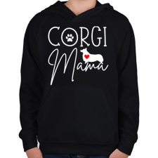PRINTFASHION Corgi mama - Gyerek kapucnis pulóver - Fekete gyerek pulóver, kardigán