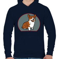 PRINTFASHION Corgi mindenek felett  - Férfi kapucnis pulóver - Sötétkék