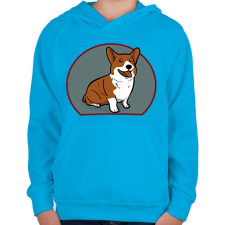 PRINTFASHION Corgi mindenek felett - Gyerek kapucnis pulóver - Azúrkék gyerek pulóver, kardigán