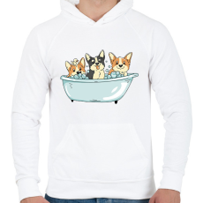 PRINTFASHION Corgik a kádban - Férfi kapucnis pulóver - Fehér