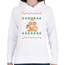 PRINTFASHION Corgis karácsony - Női kapucnis pulóver - Fehér női pulóver, kardigán