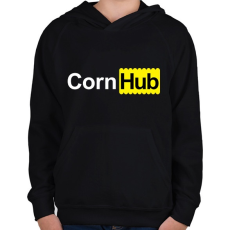 PRINTFASHION cornhub - Gyerek kapucnis pulóver - Fekete
